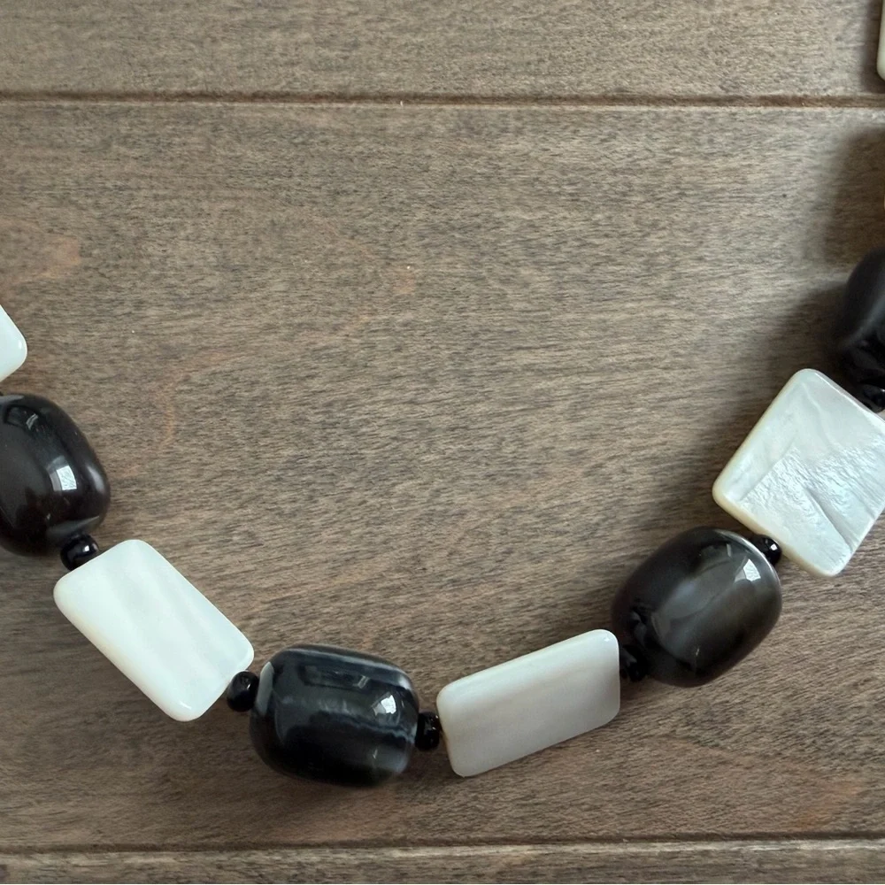 Black Agate and Mother of the Pearl Necklace